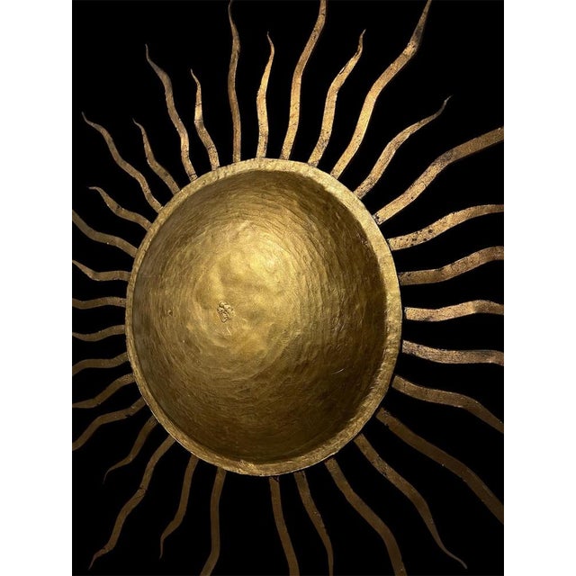 Metal Spanish Solar Crown Sunburst Fixture in Gilt Metal, 1950 For Sale - Image 7 of 10