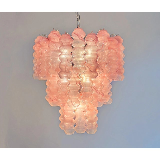 Pink Large Three-Tier Murano Glass Tube Chandelier, 1990s For Sale - Image 8 of 18