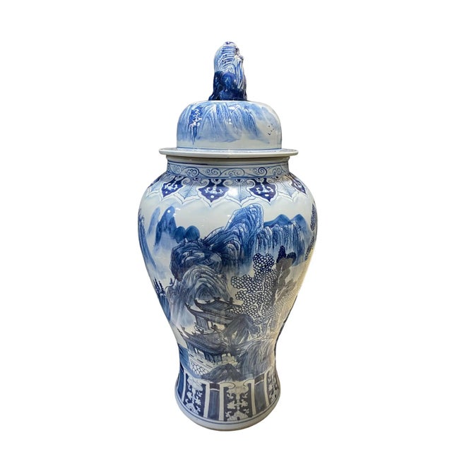 Vintage Large Chinese B & W Porcelain Ginger Jar 37" For Sale In New York - Image 6 of 11