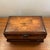 Wooden storage box featuring a decorative burl wood veneer pattern and an antique style metal front latch multiple purpose...