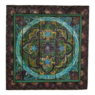Antique Indian Carved and Painted Wall Hanging For Sale
