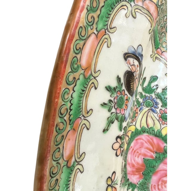 Large Antique Rose Medallion Platter For Sale - Image 4 of 7