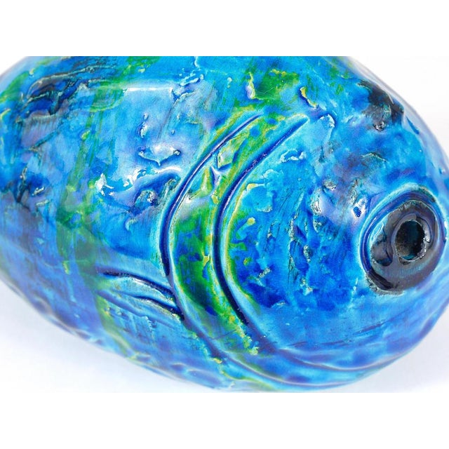 Rimini Blue Glazed Fish Sculpture Figurine by Aldo Londi attributed to Bitossi, Italy, 1950s For Sale - Image 14 of 16