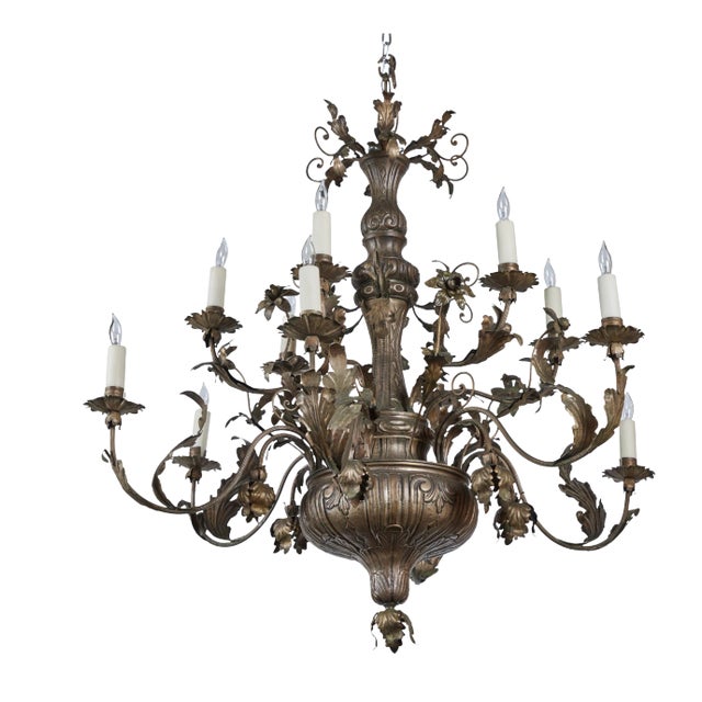 Silvered Tole Chandelier For Sale