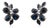 Modernist Solid Silver Blue Sapphire Floral Cluster Stud Earrings- A Pair For Sale