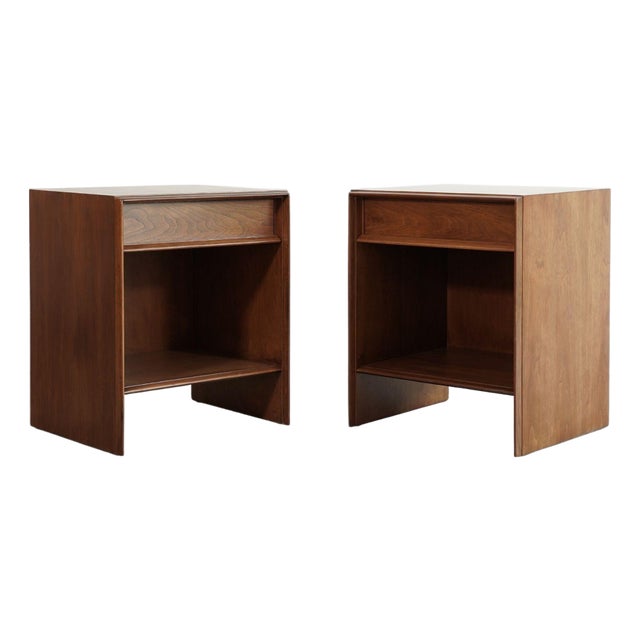 Walnut Thin Line Nighstands by t.h. Robsjohn-Gibbings, C. 1950s For Sale