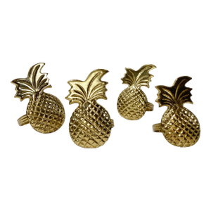 Brass Pineapple Napkin Rings, Set of 4