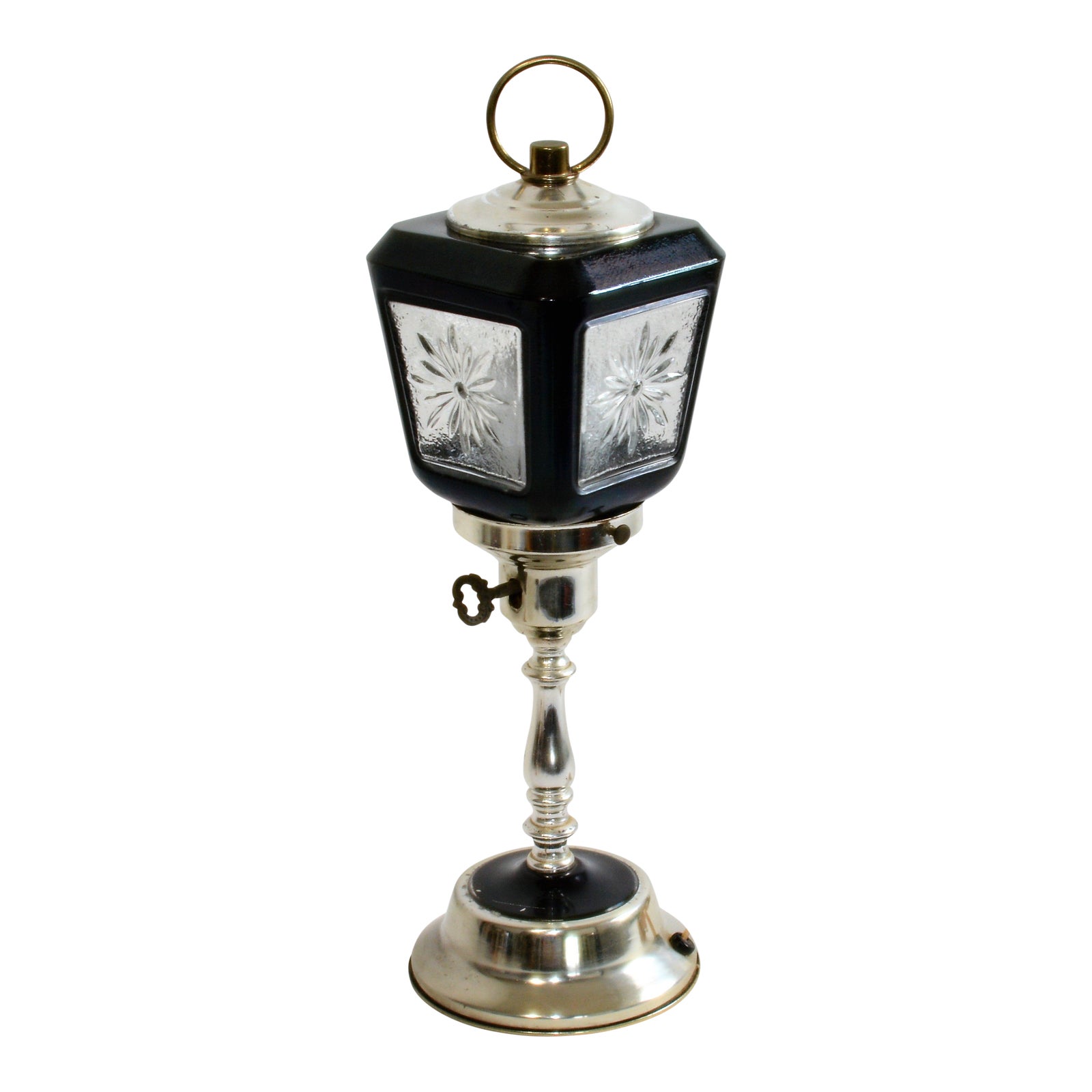 Vintage French Gothic Style Street Lamp Post Black And Silver