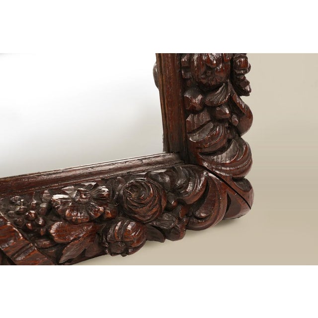 France / 1800 / mirror / oak / Antique / Baroque / Rococo / Mid-century Large monumental sculpted oak wall mirror, hand...