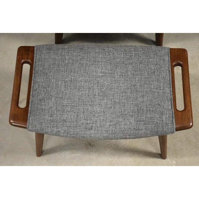 Wood 1960s Hans J. Wegner Grey Papa Bear Chair and Ottoman For Sale - Image 7 of 12