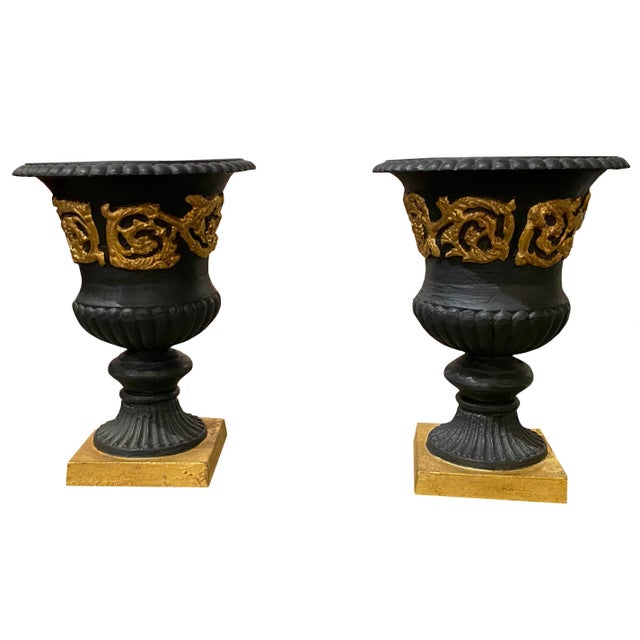 French Black Cast Iron Vases - a Pair For Sale In Dallas - Image 6 of 6