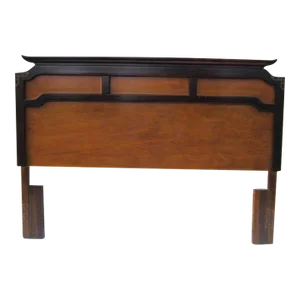 Chinoiserie Pagoda Style Queen Size Headboard with Brass Accents