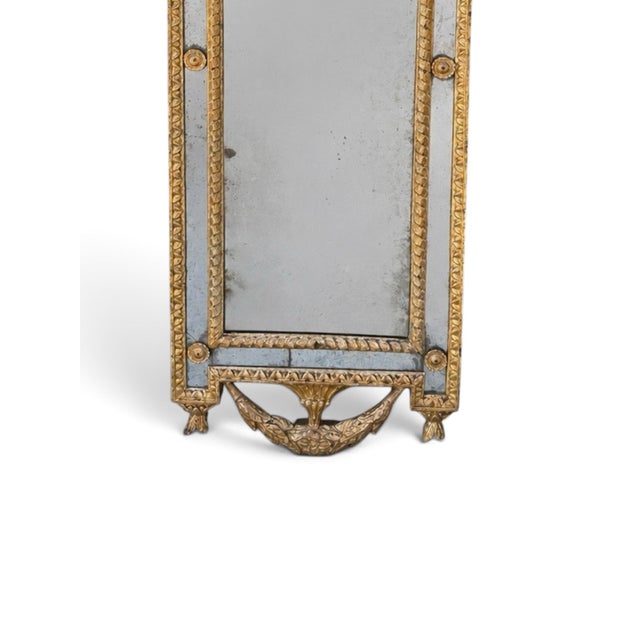 Neoclassical Pair of 18th-Century Italian Neoclassical Giltwood Mirrors With Original Glass For Sale - Image 3 of 4