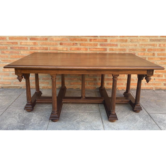 Late 19th Century Spanish Carved Coffee table with Wood Stretchers For Sale - Image 16 of 18