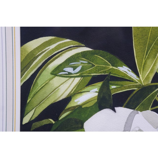 Deborah Rubin "Peonies" Floral Botanical Still Life Watercolor Painting 50" For Sale - Image 9 of 10