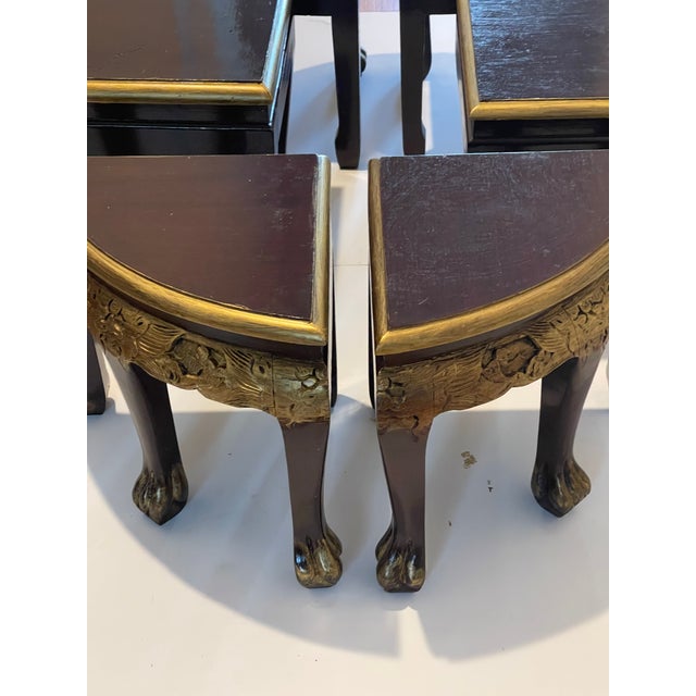 Gorgeous set of 6 Chinese Chinoiserie Stools with carving decor.