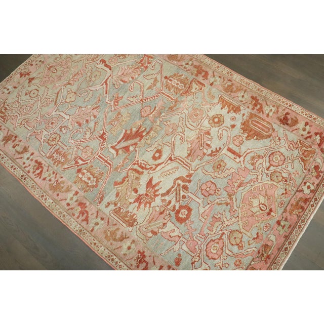 Persian Green Pink Feminine Persian Malayer Rug For Sale - Image 3 of 8