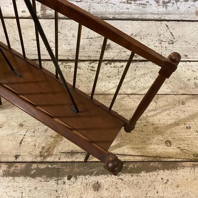 1960s Mid-Century Modern Teak and Black Painted Iron Italian Magazine Stand For Sale - Image 6 of 10