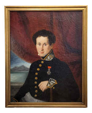 Julie Delamontre, Portrait of a Military Officer, 1832, Oil Painting on Canvas, Framed