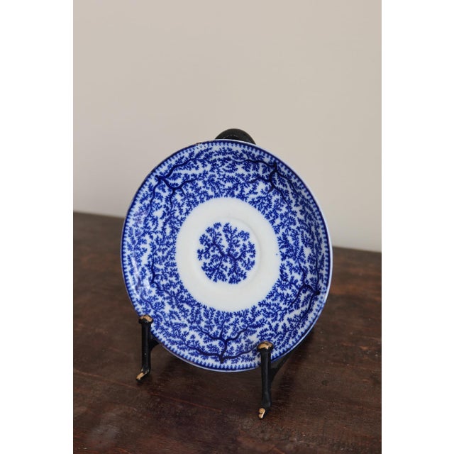 English Blue Staffordshire Plate by Fibre Pottery, England For Sale - Image 3 of 3