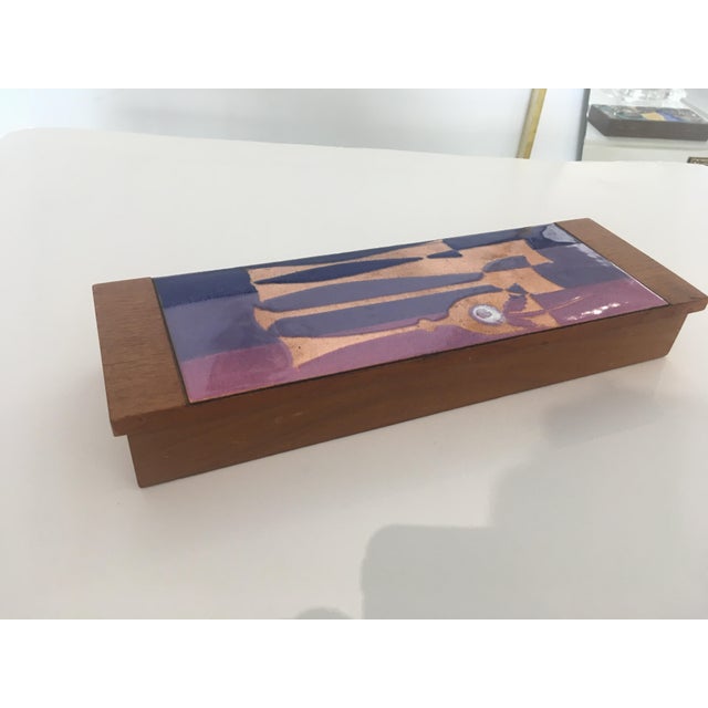 Mid Century Modern Copper and Purple Enamel Box For Sale - Image 11 of 12