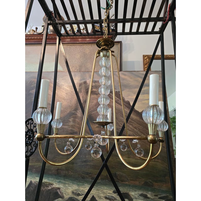 Mid Century Modern Designer Italian Chandelier 1950's For Sale - Image 12 of 14