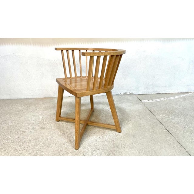 Boho Chic Italian Oak Model Gray 24 Armchair with Leather Cushion by Paola Navone for Gervasoni, 1990s For Sale - Image 3 of 18