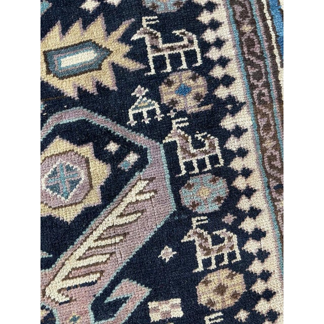 Antique Caucasian Bijov Design Runner Velvety-Wool Rug 4.1 x 9.9 For Sale - Image 12 of 14