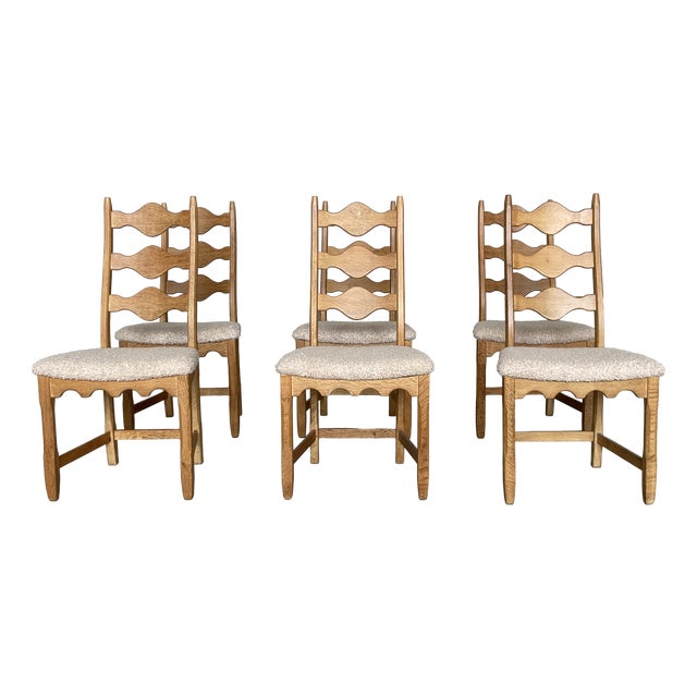 Danish Brutalist Oak Dining Chairs by Henning Kjærnulf for EG Møbler, 1960s, Set of 6 For Sale