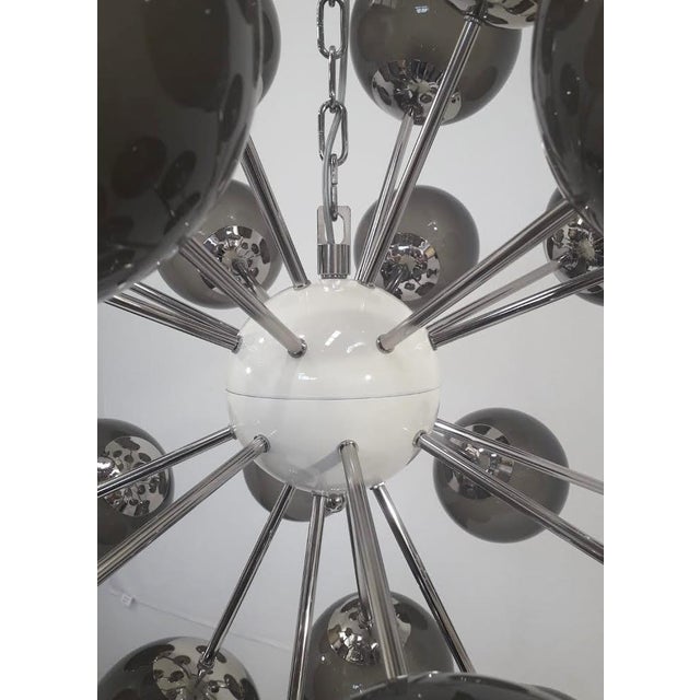 21st Century Nova Polished Nickel Frosted Smoky Murano Sputnik Chandelier by Fabio LTD For Sale - Image 6 of 6