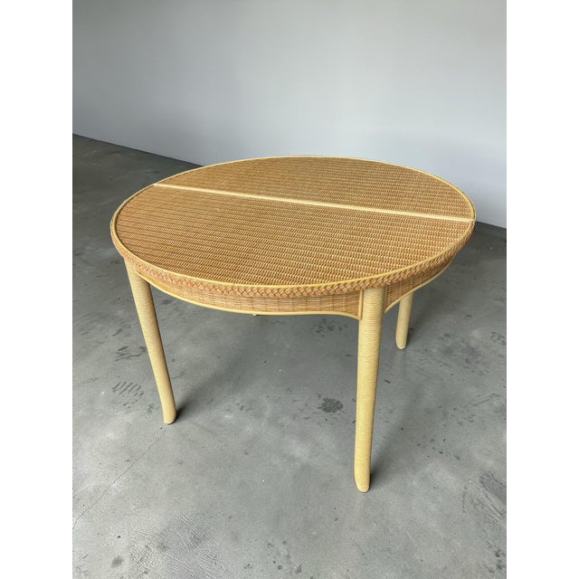 Henry Link Vintage 1980s Coastal Rattan Round Dining Table in the Style of Henry Link For Sale - Image 4 of 12