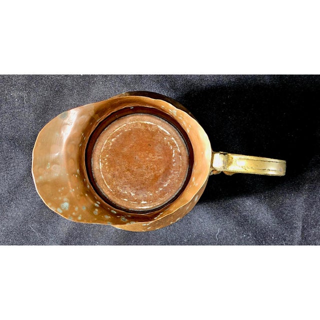 Vintage French Hammered Copper Pitcher W/ Brass Handle – Rustic Farmhouse Vase 8” For Sale - Image 9 of 9