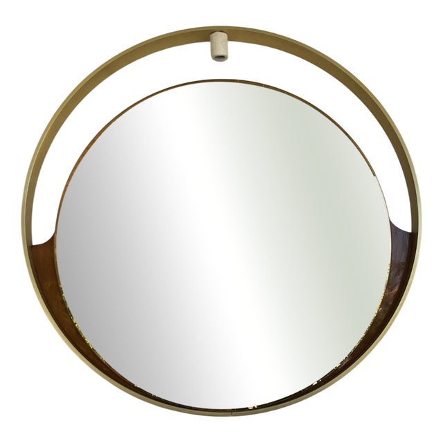 Italian Brass and Smoked Glass Mirror, 1970s For Sale