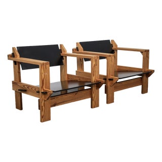 Dutch Pine Lounge Chairs by Wouter Fens, 1960s, Set of 2 For Sale