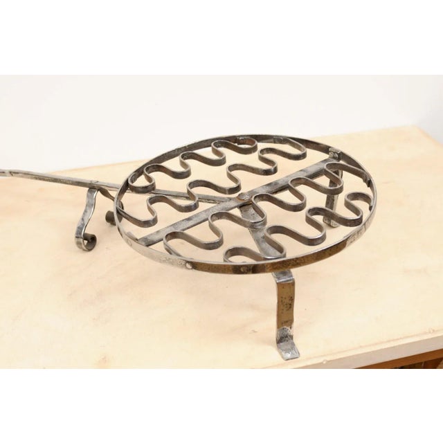 Metal French 19th Century Iron Fireplace Grill with Petite Feet and Long Handle For Sale - Image 7 of 13