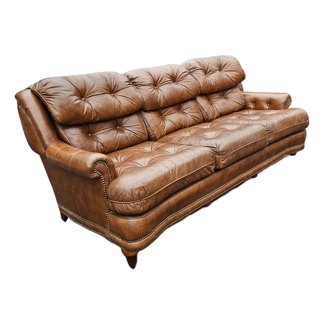 Vintage 1982 Leather Chesterfield Sofa by Classic Leather For Sale