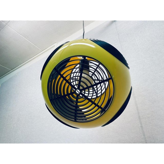Vintage Ufo Ceiling Lamp in Yellow Plastic and the Black Grids from Massive Lighting, 1970s For Sale - Image 6 of 18