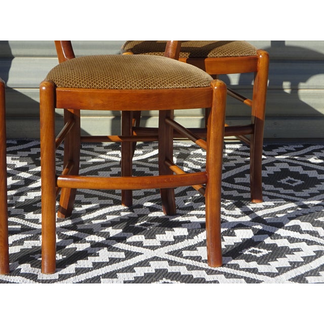 Wooden Chairs with Golden Velvet Top, 1980s, Set of 4 For Sale - Image 4 of 18