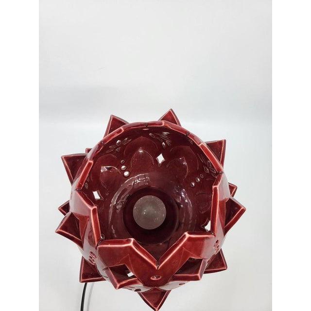 Maroon Artichoke Lamp in Bordeaux Ceramic, 2010s For Sale - Image 8 of 16