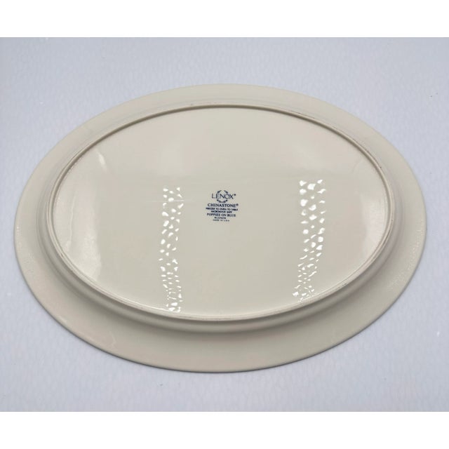 Contemporary 1990s Lenox Poppies on Blue Chinastone Usa Large Platter 14.5” For Sale - Image 3 of 7