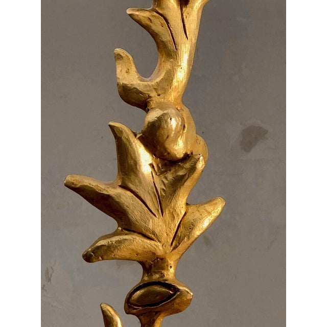 A spectacular and sculptural table lamp, post-modernist, shabby-chic, memphis, plant-inspired base and cast gold metal,...