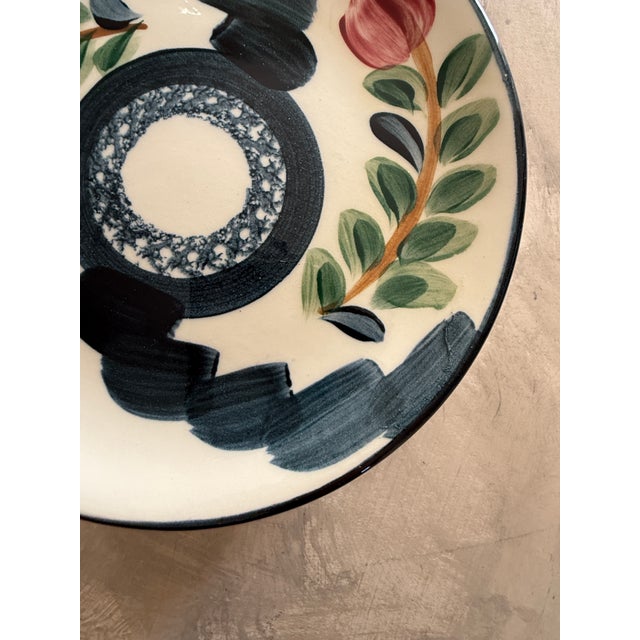 Set of 6 Hand Painted Studio Pottery Plates Signed P Silkotch 1993 Mississippi Folk Art 6.5 Inch Dessert Plates For Sale - Image 4 of 8