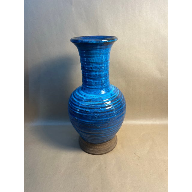 Bitossi Bitossi Blue Pietra Decor Bottle Vase by Aldo Londi, Italy, C. 1960s For Sale - Image 4 of 6