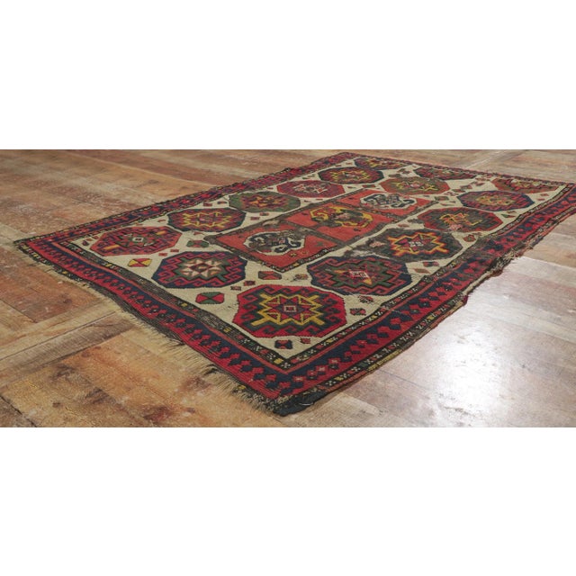 Late 19th Century Antique Caucasian Kazak Rug, 04'00 X 05'10 For Sale In Dallas - Image 6 of 10
