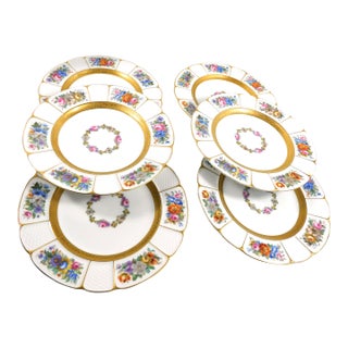 1910s Rosenthal Lot of Six White Floral Dinner Plate - Set of 6 For Sale