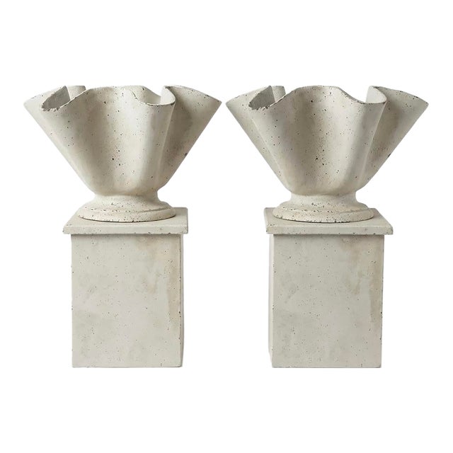 Pair of 1990s Cast Iron Planter on Base Inspired by Willy Guhl For Sale