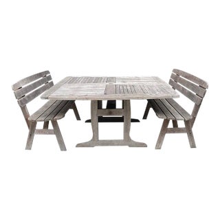 Vintage Patio Table & Benches by Jensen-Jarrah, Made in Australia For Sale