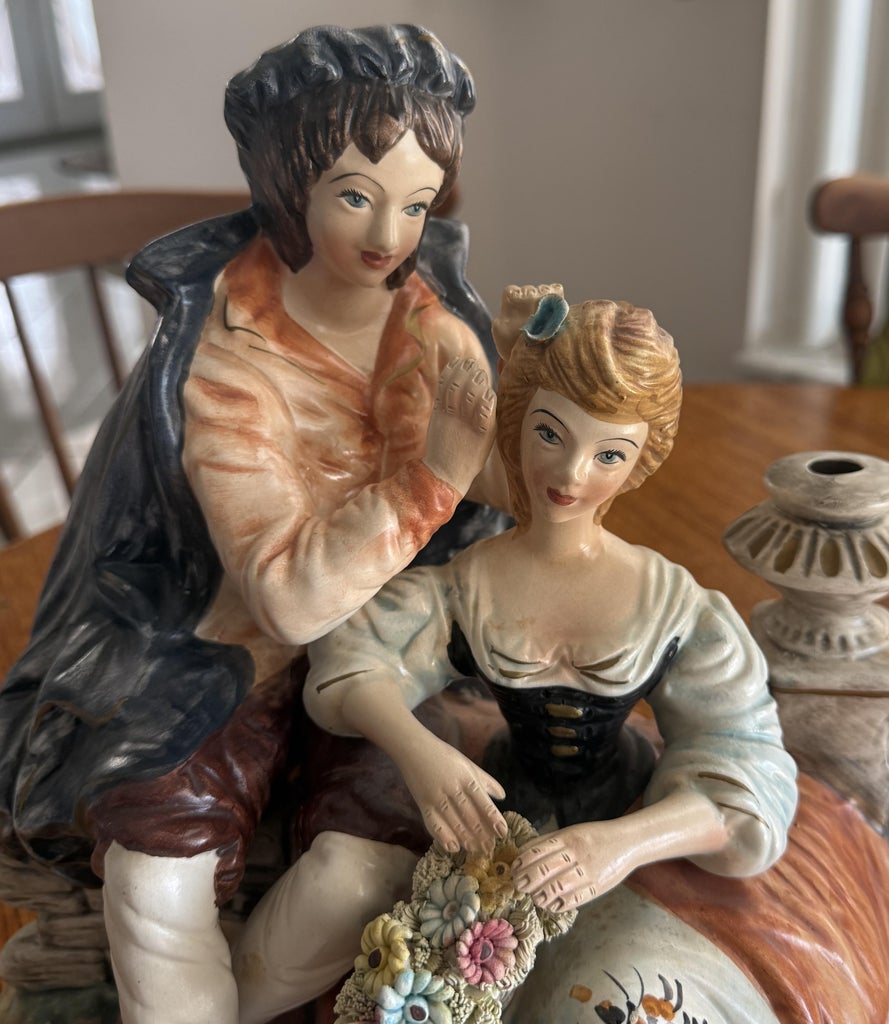 Vintage Capodimonte Porcelain Victorian Couple Figurine — view 2