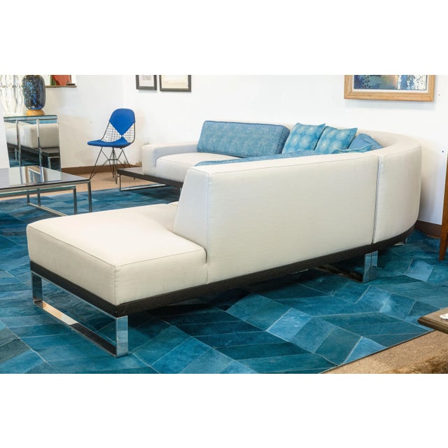 Della Robbia Sodeo Contemporary Modern 3 Piece Chrome & Wood Grey Sectional Sofa For Sale In Detroit - Image 6 of 8