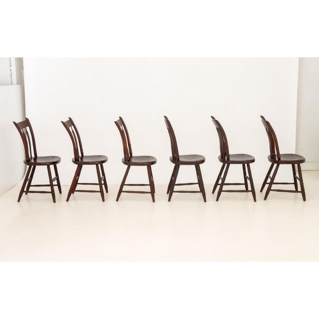 American American Slat Back Maple Dining Chairs, 6 For Sale - Image 3 of 8